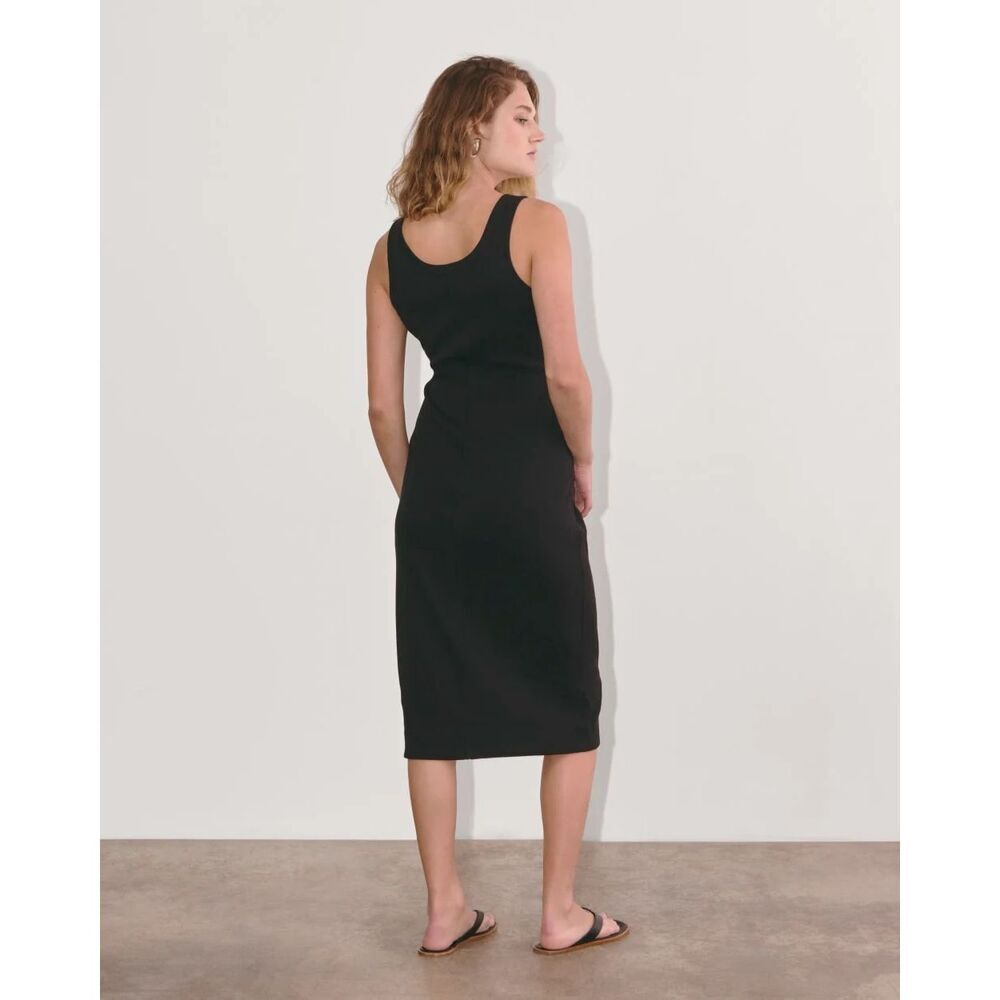 Everlane 90’s Cotton Ribbed Tank Midi Dress in Black Medium